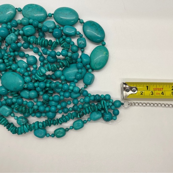 A 5 Strand Turquoise and Sterling Silver Signed Lucas Lameth Necklace - Picture 6 of 6